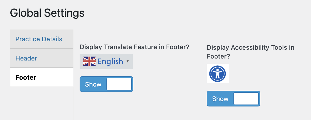 Footer Settings