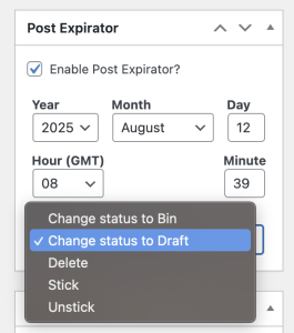 Change to Draft Dropdown