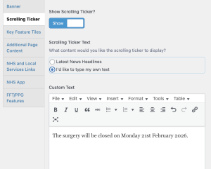 Scrolling Ticker Editor