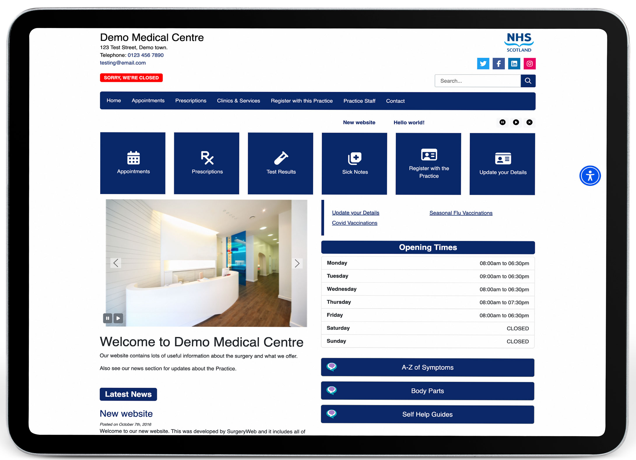 SurgeryWeb Template for Practices in Scotland