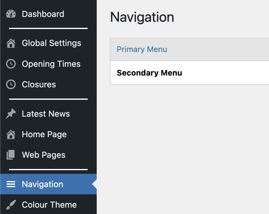 Secondary Menu