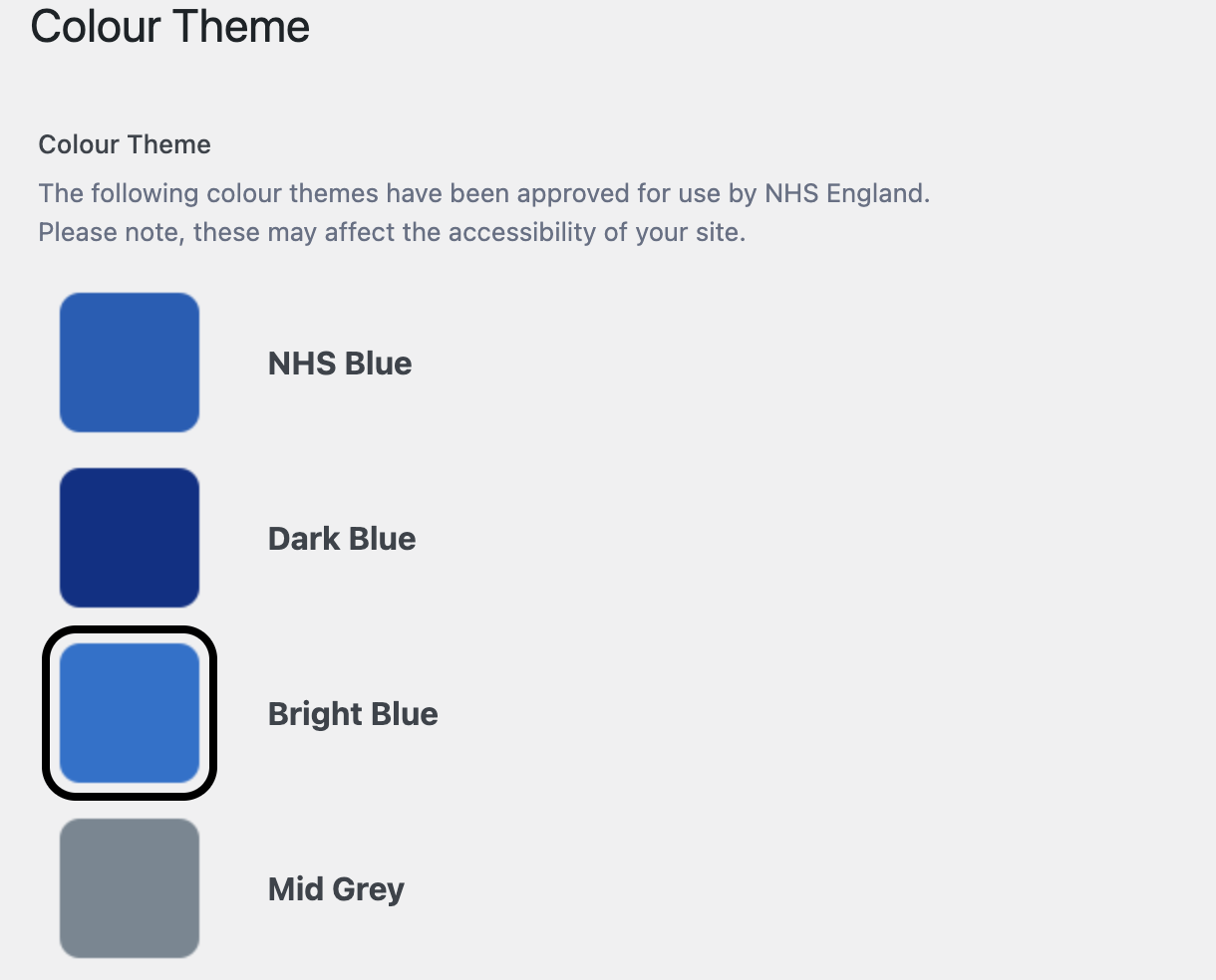 Colour Theme Choices