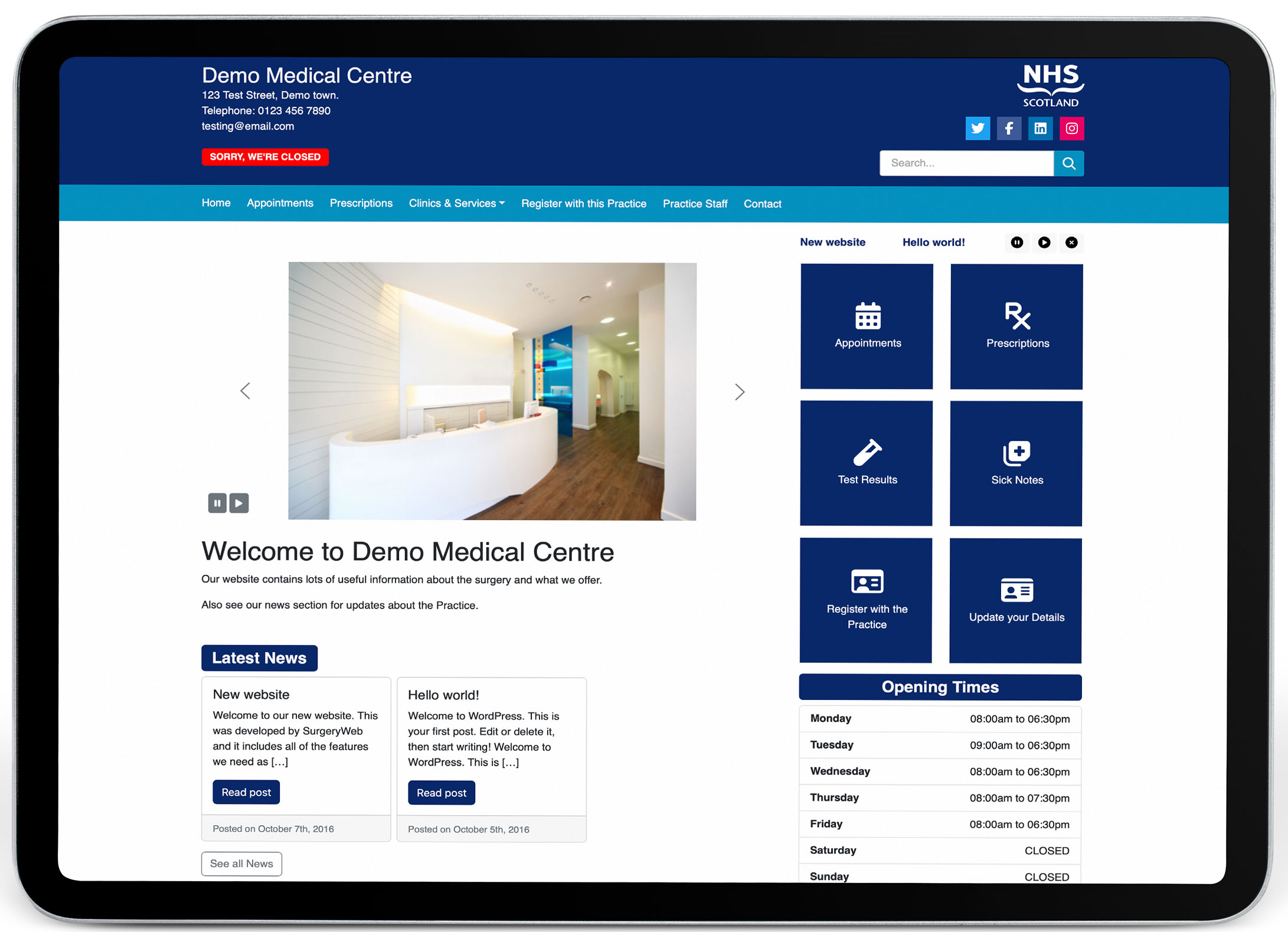 SurgeryWeb Template for Practices in Scotland